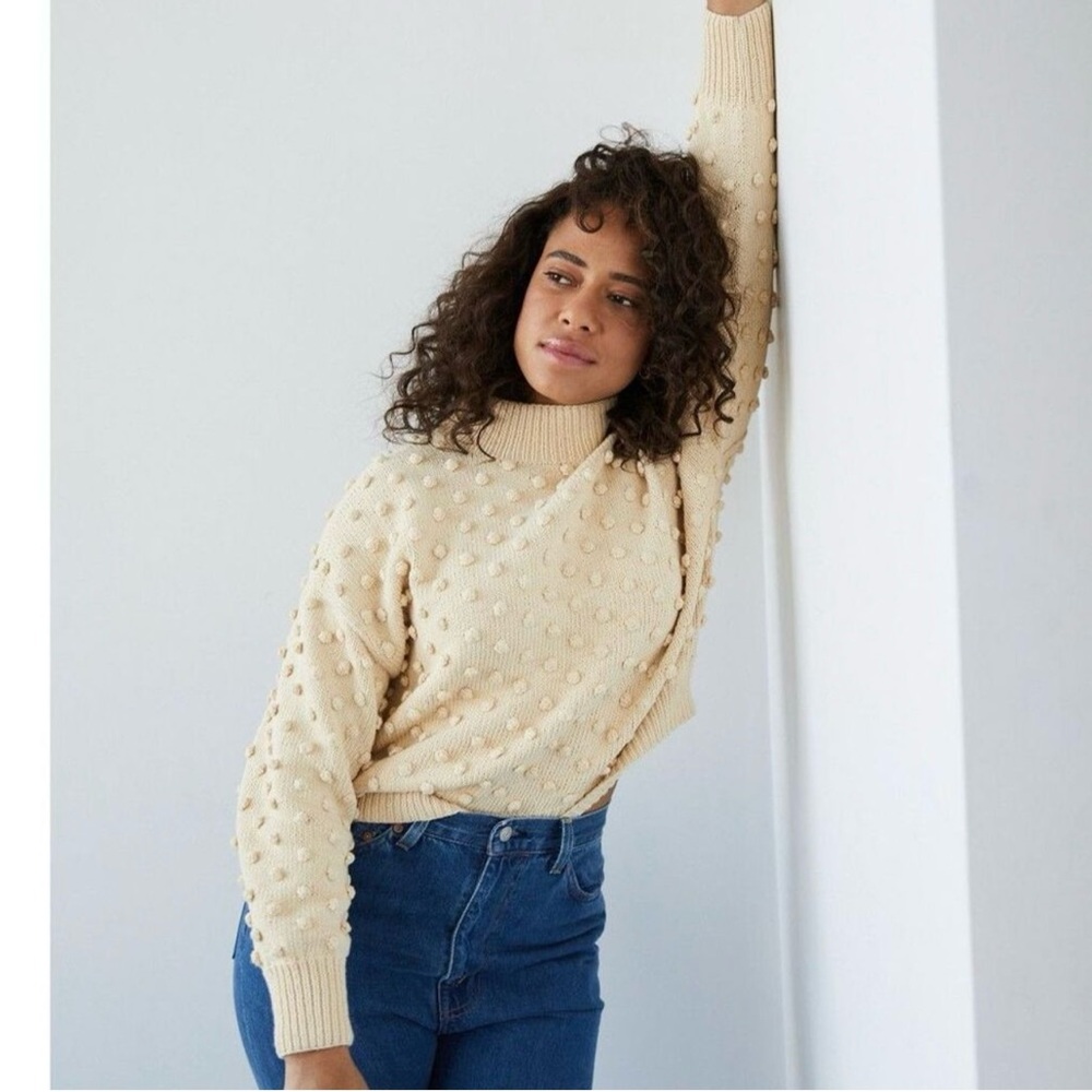 Misha & Puff Adult Popcorn Crew Sweater In Straw Yellow Size Medium